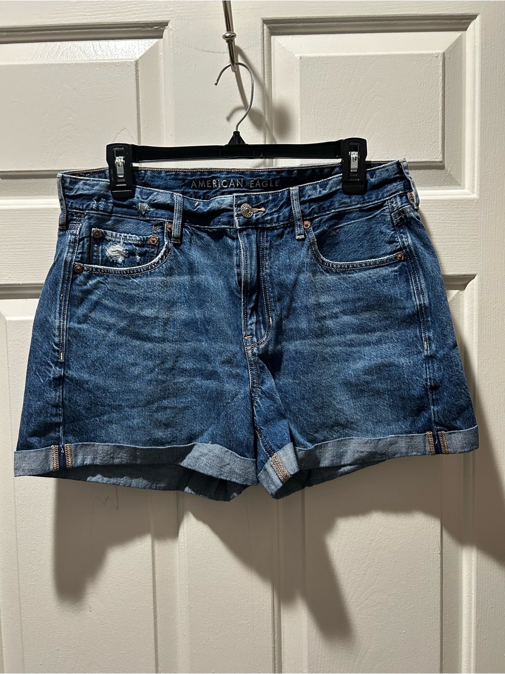 American Eagle Women's Tomgirl Denim Short Distressed Blue Size 10